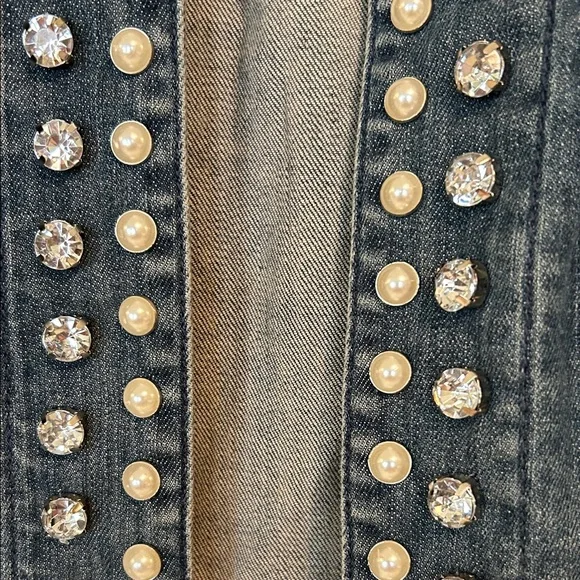 Chico's Platinum denim Studded Jean Jacket - Picture 3 of 10